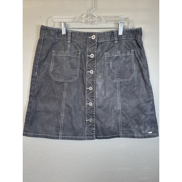 Tommy Hilfiger Skirt Gray Button Up Acid Washed Women’s Size 12 Mini Skirt‎ - Picture 1 of 9